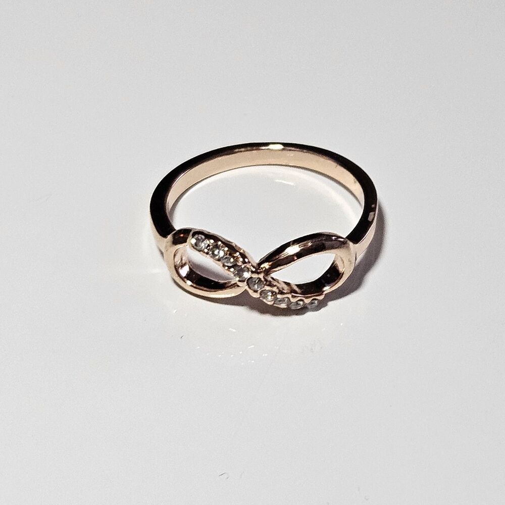 Rose Gold Tone Clear Rhinestone Infinity Ring Size 8 - Picture 11 of 11